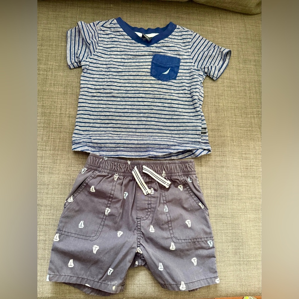 Nautica Blue and White Striped Toddler Outfit